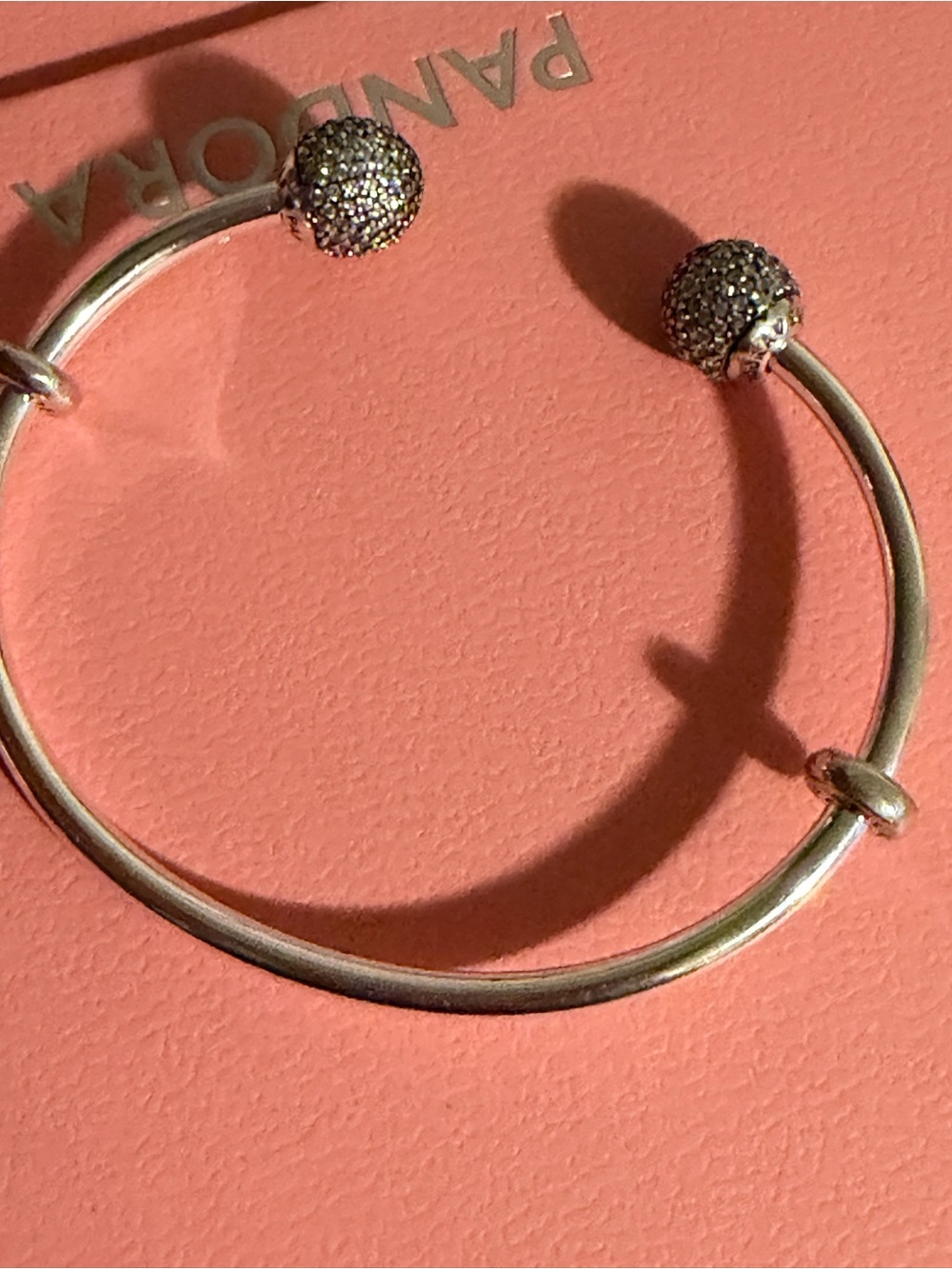 Pandora Sparkling Pave Balls Open Bangle